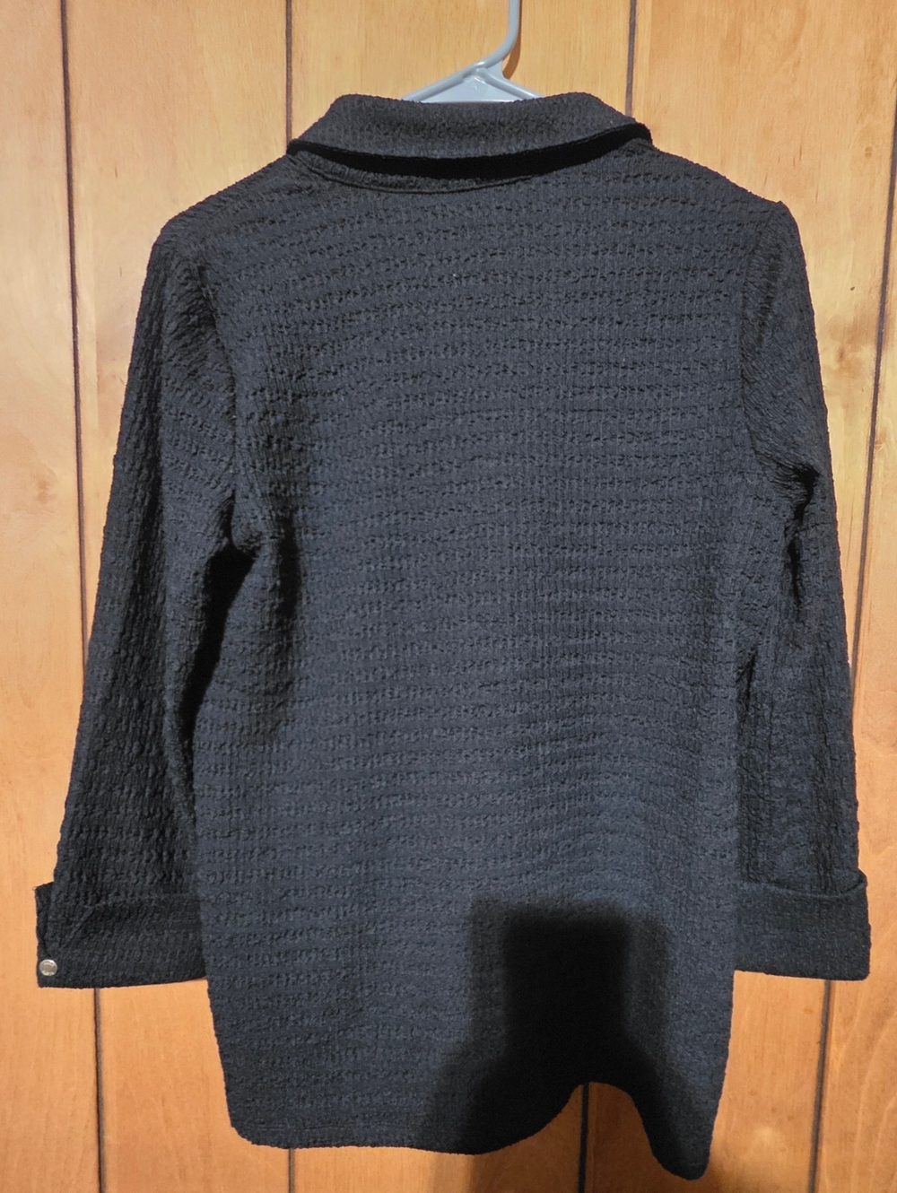 Anne Klein Black Textured Button Down Shirt- Size SMALL - Picture 3 of 4